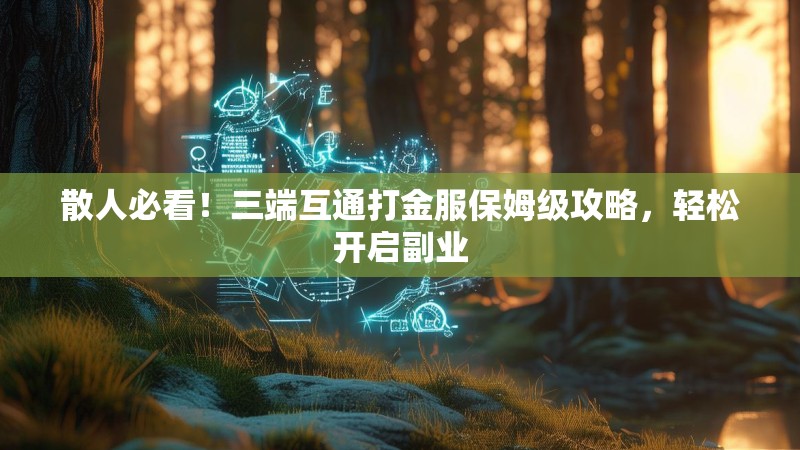散人必看!三端互通打金服保姆级攻略,轻松开启副业 散人必看!三端互通打金服保姆级攻略,轻松开启副业