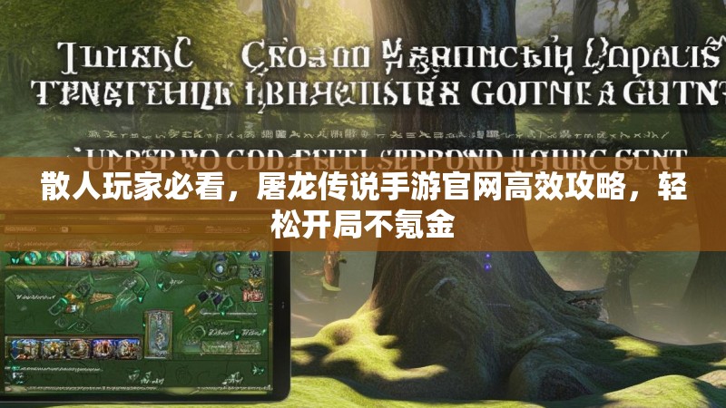 散人玩家必看，屠龙传说手游官网高效攻略，轻松开局不氪金