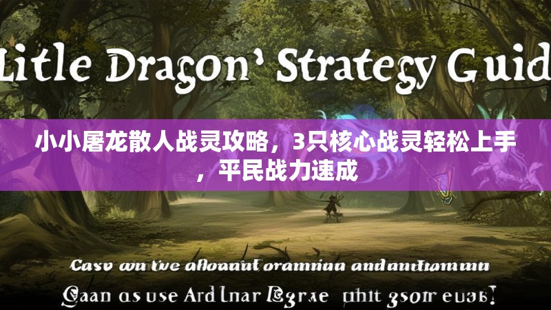 小小屠龙散人战灵攻略，3只核心战灵轻松上手，平民战力速成
