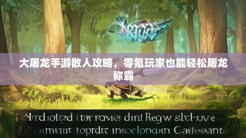 大屠龙手游散人攻略，零氪玩家也能轻松屠龙称霸
