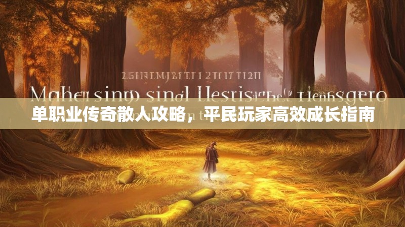 单职业传奇散人攻略，平民玩家高效成长指南