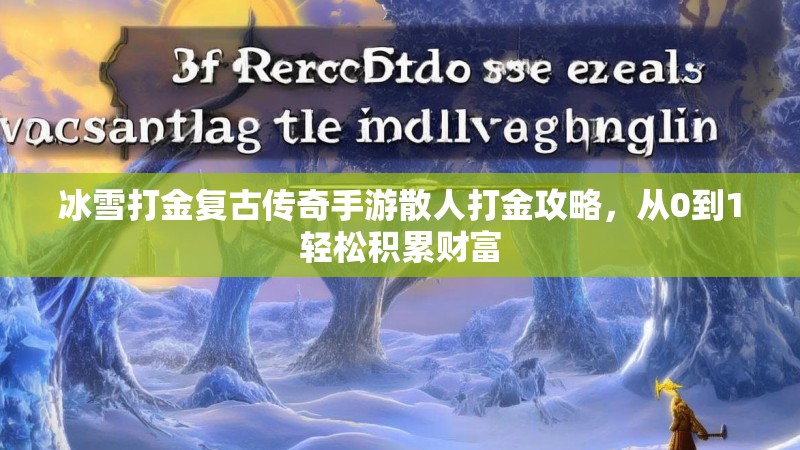 冰雪打金复古传奇手游散人打金攻略，从0到1轻松积累财富