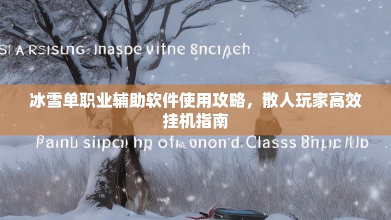 冰雪单职业辅助软件使用攻略，散人玩家高效挂机指南