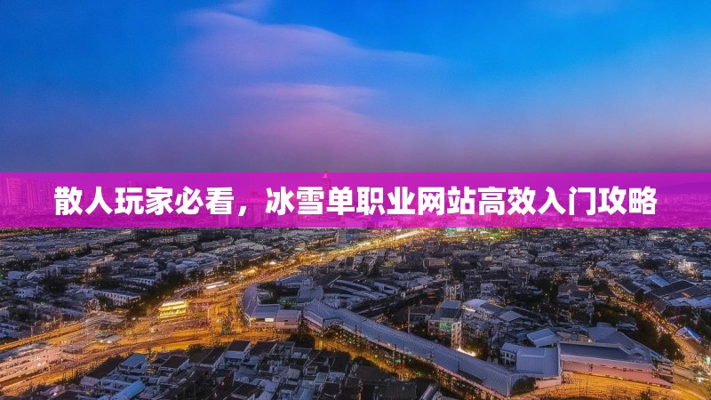 散人玩家必看，冰雪单职业网站高效入门攻略