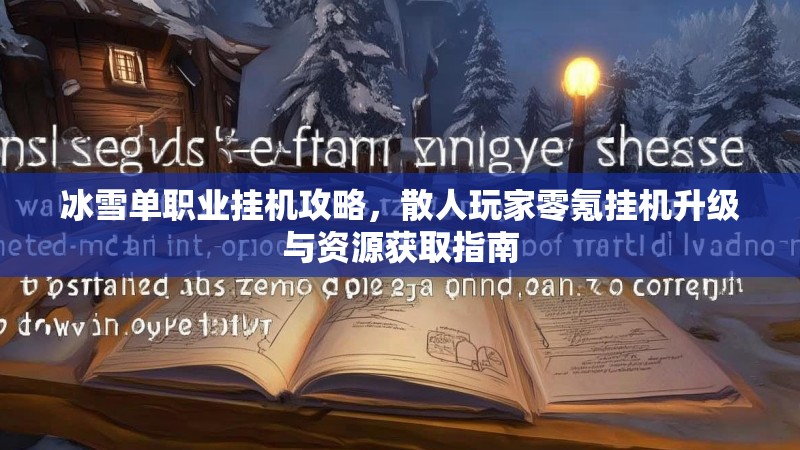 冰雪单职业挂机攻略，散人玩家零氪挂机升级与资源获取指南